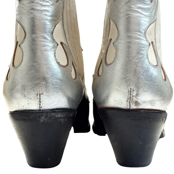 Buttero Women’s 9.5 Texan Ankle Boots Western Panels Distressed Black White - Picture 8 of 13